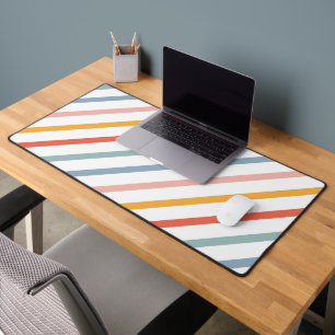 Retro Boho Multi Color Lines Desk Mat