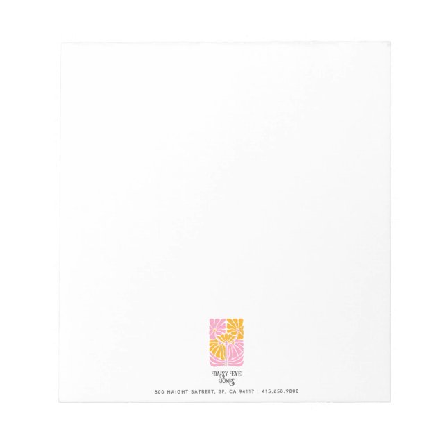 Retro Boho Pink Gold Orange Floral Notepad (Front)