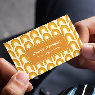 Retro Boho Rainbow Arch Pattern 1960s 1970s Trendy Business Card