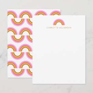 Retro Boho Rainbow Personalized Name Stationery Card