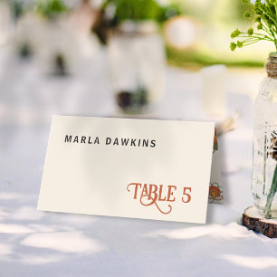 Retro Boho Red Floral Pattern Folded Place Card