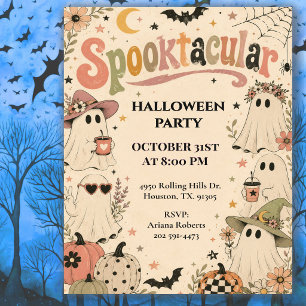 Retro Boho Spooktacular Halloween Party Invitation