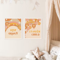 Retro boho stay groovy flower child nursery