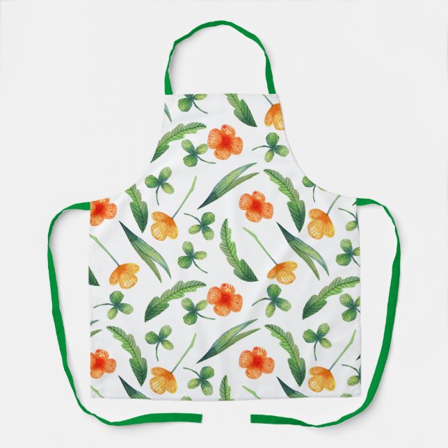 Retro Boho style Floral Pattern Womens Kitchen Apron (Front)
