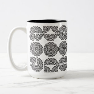 retro boho style modern black geometric pattern Two-Tone coffee mug