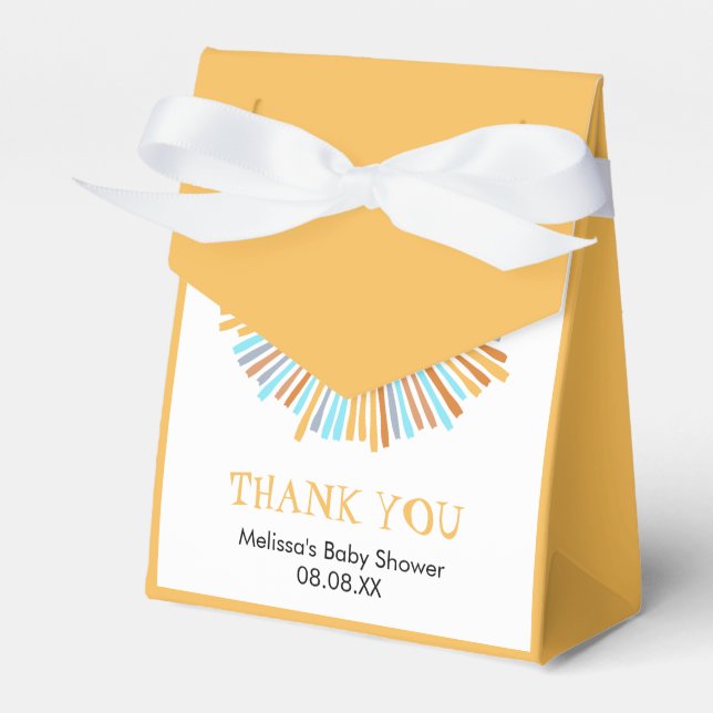 Retro Boho Sun Here Comes The Sun Favor Box (Front Side)