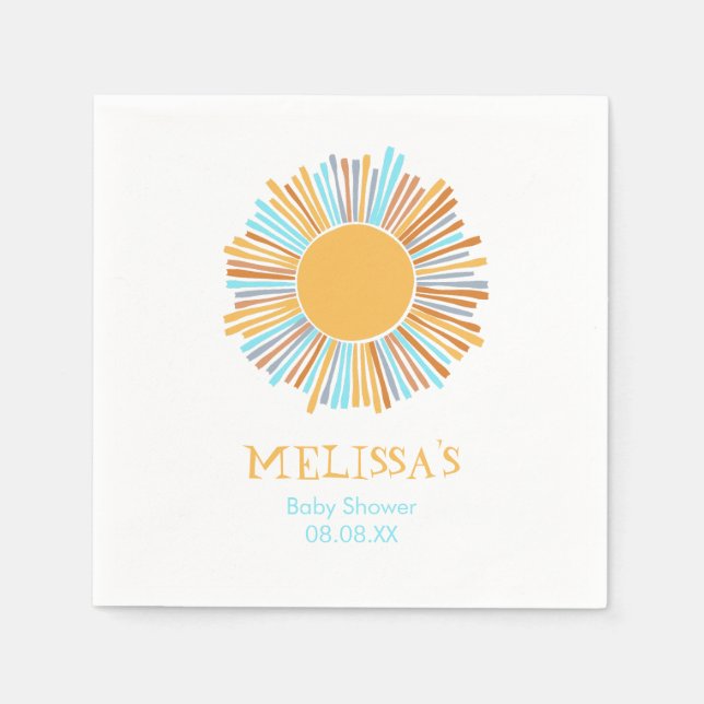 Retro Boho Sun Here Comes The Sun Napkin (Front)