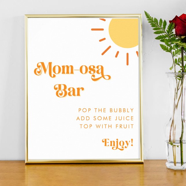 Retro Boho Sun Sunshine Mom-Osa Bar Baby Shower Poster (Creator Uploaded)