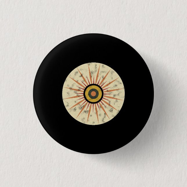 Retro Boho Sunburst Design 1 Inch Round Button (Front)