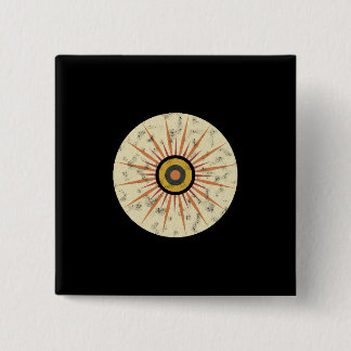 Retro Boho Sunburst Design 2 Inch Square Button