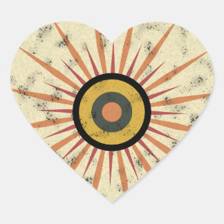 Retro Boho Sunburst Design Heart Sticker