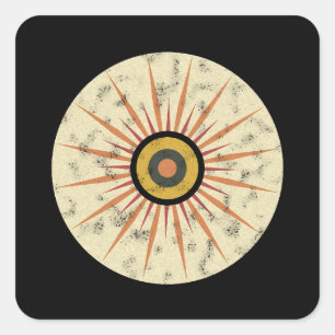 Retro Boho Sunburst Design Square Sticker