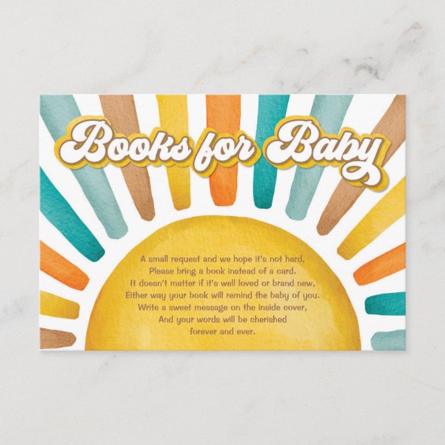 Retro Boho Sunshine Books for Baby Boy Enclosure Card (Front)