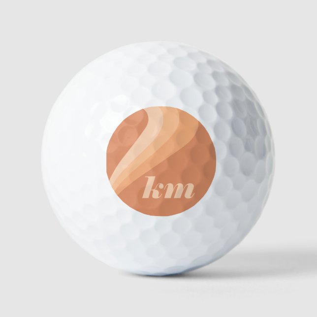 Retro Boho Tan Terracotta Wave Personalized Golf Balls (Front)
