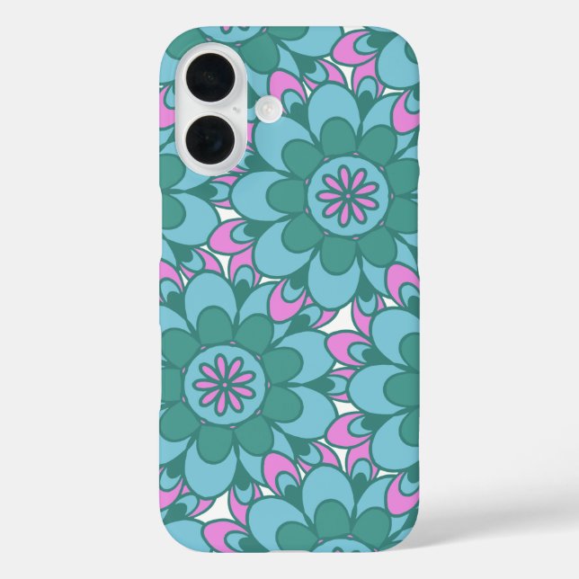 Retro Boho Teal Mandala Flower Pattern  Case-Mate iPhone Case (Back)