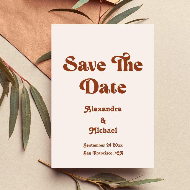Retro Boho Terracotta Burnt Orange Wedding Save Th Save The Date (Creator Uploaded)