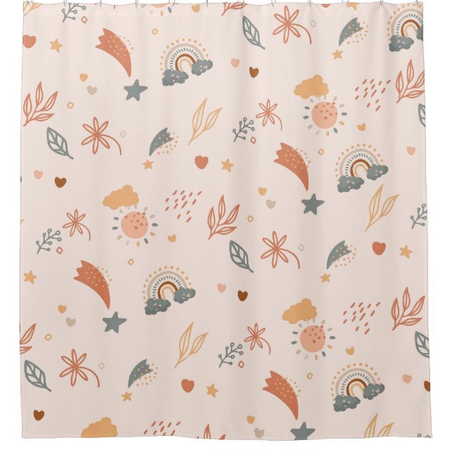 Retro Boho Watercolor Rainbow Neutral (Front)