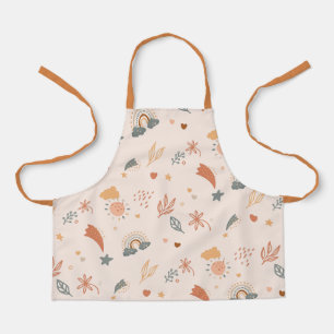 Retro Boho Watercolor Rainbow Neutral Apron