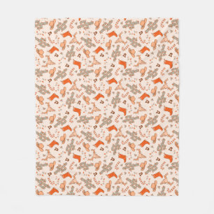 Retro Boho Western Christmas Desert Cactus Pattern Fleece Blanket