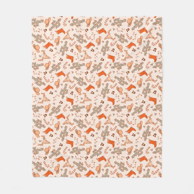 Retro Boho Western Christmas Desert Cactus Pattern Fleece Blanket (Front)
