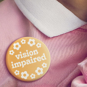 Retro Boho Yellow Daisy Vision Impaired 2 Inch Round Button