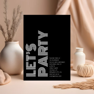 Retro Bold Birthday Party Black Invitation