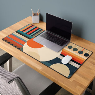 Retro Bold Circles and Stripes 1 of 6 Desk Mat