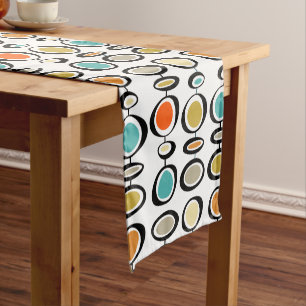 Retro Bold Coloured Circles Mid Century Modern Short Table Runner