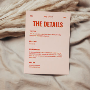 Retro Bold & Colourful Wedding Details  Enclosure Card