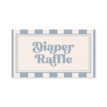Retro Bold Dusty Blue Diaper Raffle Baby Shower