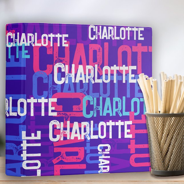 Retro Bold Graffiti Colourful Monogram Name Binder (Creator Uploaded)