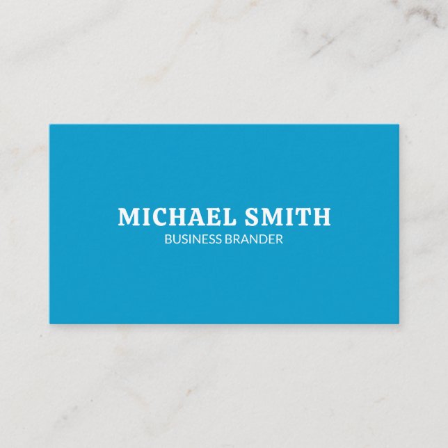 Retro Bold Minimalist Cyan QR Code Business  Card (Front)