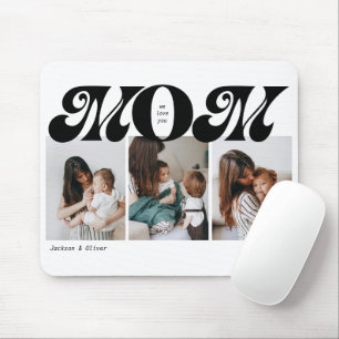 Retro Bold Mom 3 Photo Collage Mouse Pad
