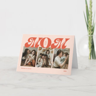 Retro Bold Mom 4 Photo Collage Mother's Day Card