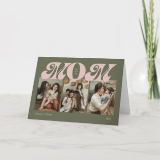Retro Bold Mom 4 Photo Collage Mother's Day Card