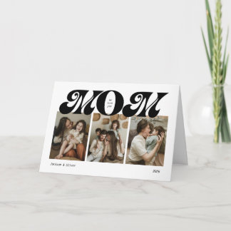 Retro Bold Mom 4 Photo Collage Mother's Day Card