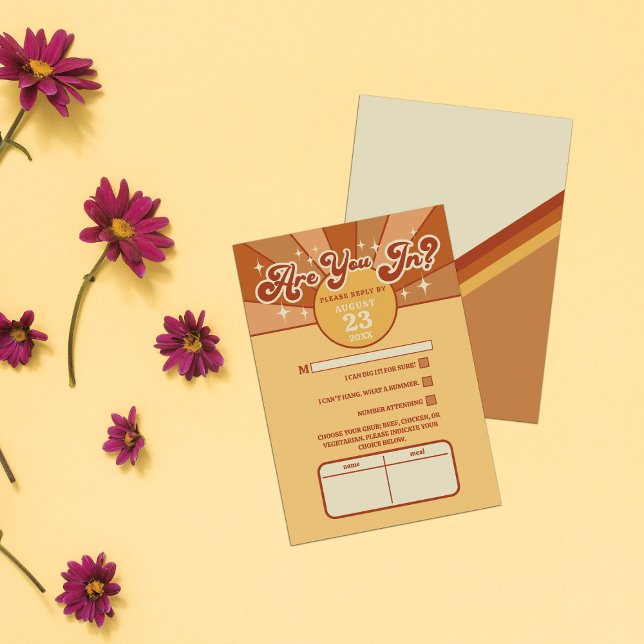 Retro Bold Neon Orange Pink Wedding RSVP Card (Creator Uploaded)