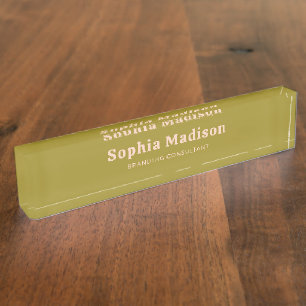 Retro Bold Serif Green Blush Pink Nameplate