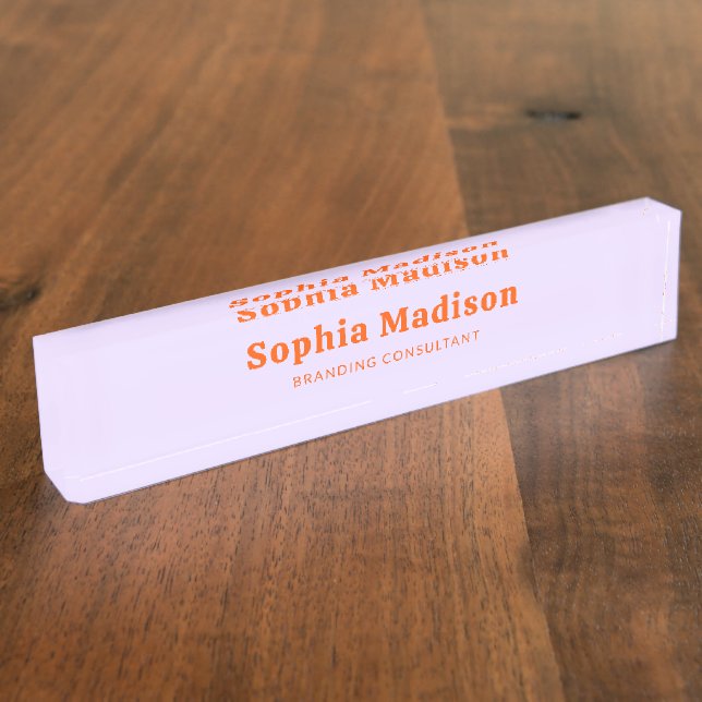 Retro Bold Serif Lavender Orange Nameplate (Side)