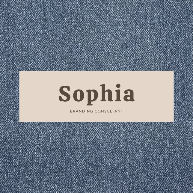 Retro Bold Serif Simple Beige Brown Name Tag (Creator Uploaded)