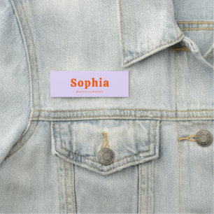 Retro Bold Serif Simple Green Lavender Orange Name Tag