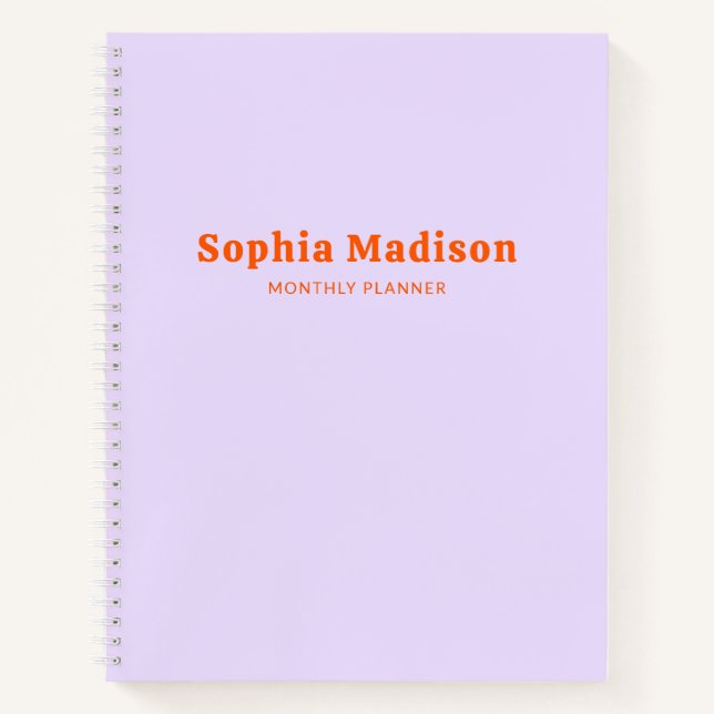 Retro Bold Simple Lavender Orange Notebook (Front)