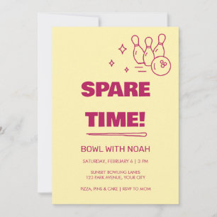 Retro Bold Spare Time Bowling Birthday Invitation