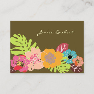 RETRO BOLD TROPICAL FLOWERS/DIY BACKGROUND BUSINESS CARD