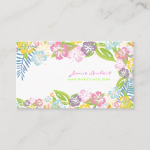 Retro bold tropical flowers/eggshell stock business card