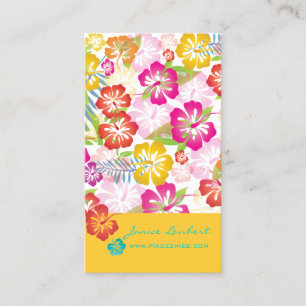 RETRO BOLD TROPICAL FLOWERS, HIBISCUS BUSINESS CARD