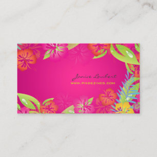 RETRO BOLD TROPICAL FLOWERS, HIBISCUS BUSINESS CARD