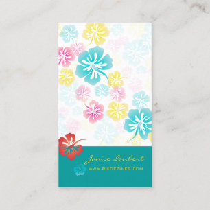 RETRO BOLD TROPICAL FLOWERS, HIBISCUS BUSINESS CARD