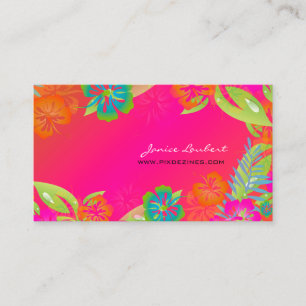 RETRO BOLD TROPICAL FLOWERS, HIBISCUS BUSINESS CARD