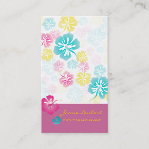 RETRO BOLD TROPICAL FLOWERS, HIBISCUS BUSINESS CARD